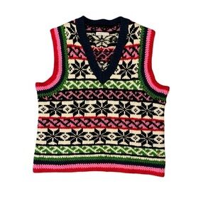 Frances Valentine Fair Isle Sleeveless Sweater Vest Size Small